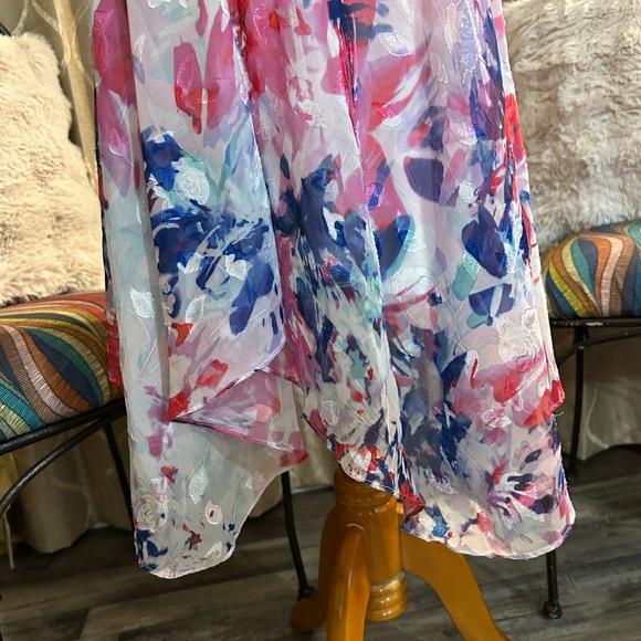 Donna Karan Asymmetrical Floral Dress - Red, Blue, White - Picture 6 of 16